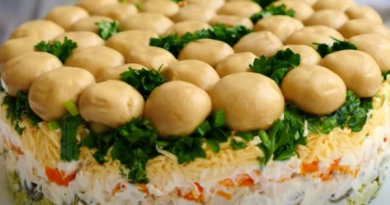 рецепт салата полянка с грибами